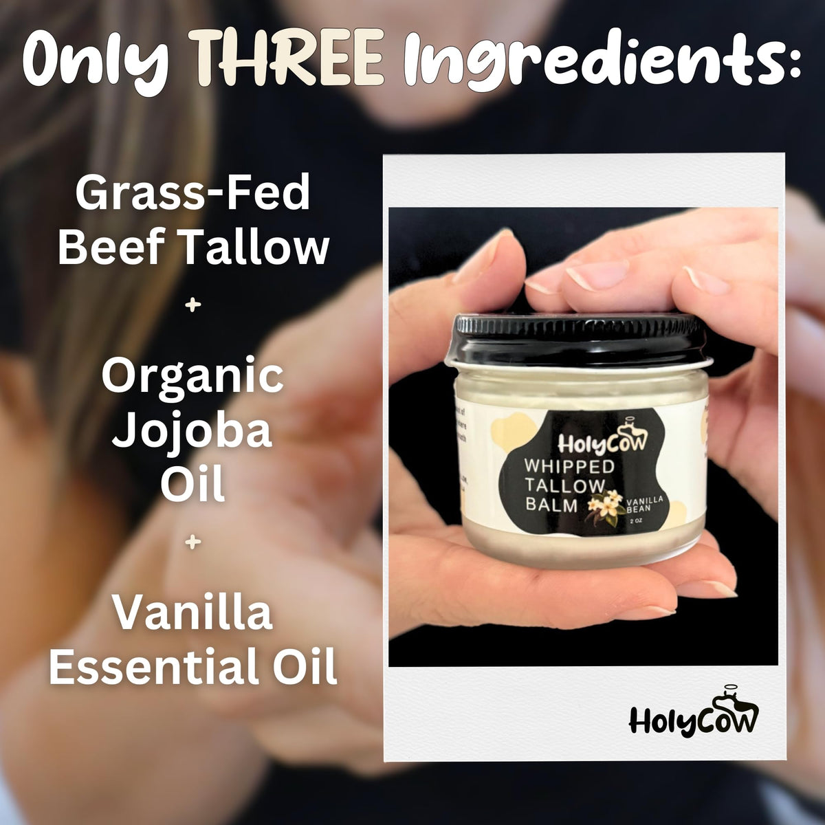 HolyCow balm application on hand demonstrating quick absorption and nourishment