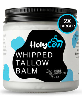 HolyCow front jar whipped tallow showing clean packaging and natural appeal