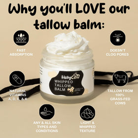 HolyCow whipped tallow texture close-up highlighting creamy spreadability benefit