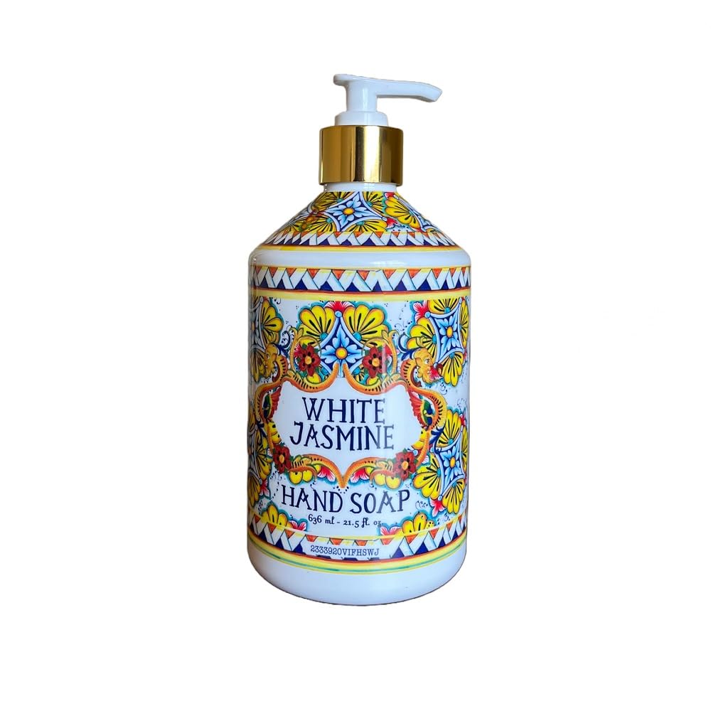 Home & Body Company Villa Flora bottles staged in bathroom lifestyle scene enhancing counter decor