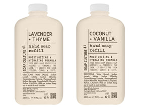 Home & Body Company front packaging showing two 78oz refill bottles and benefits