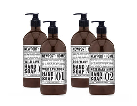 Home & Body Company Newport front packaging showing set of four bottles and scent labels promoting convenience