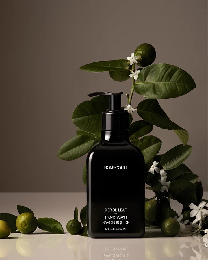 Homecourt bottle front view showing neroli leaf label and clean design benefit