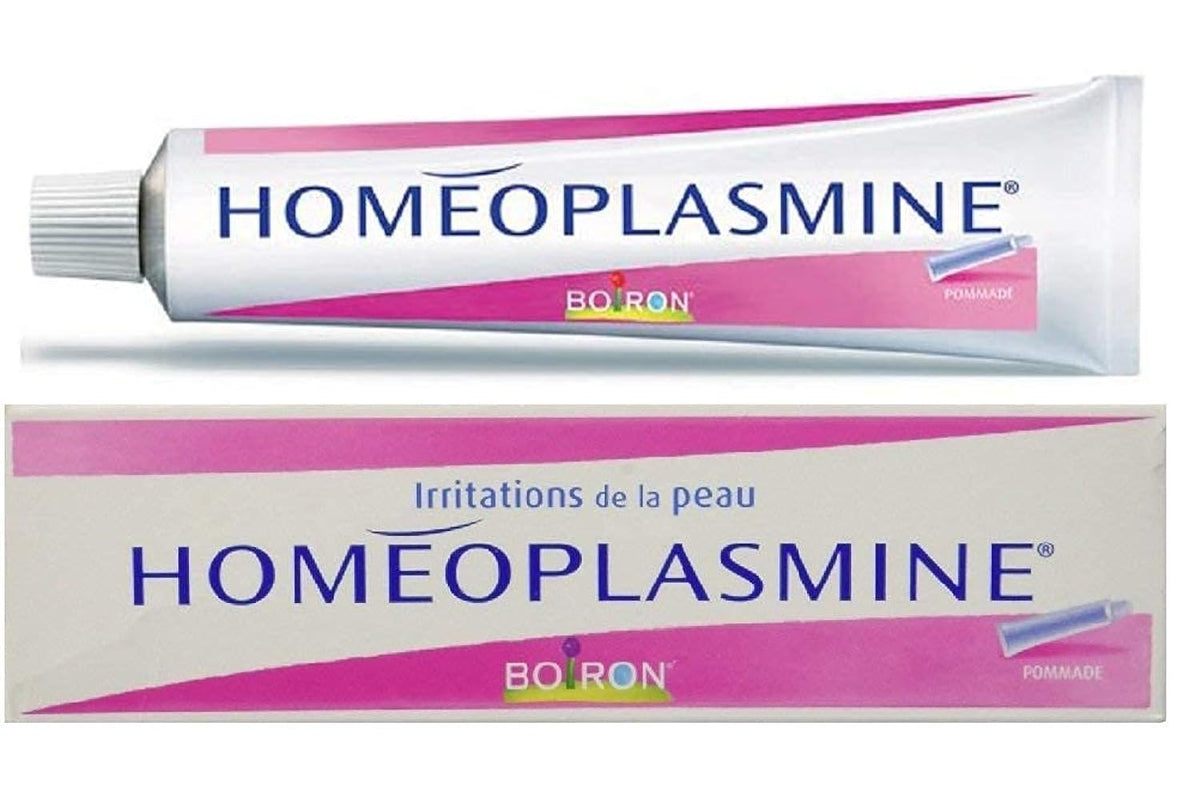 Homeoplasmine XL front tube showing packaging and travel-friendly size benefits