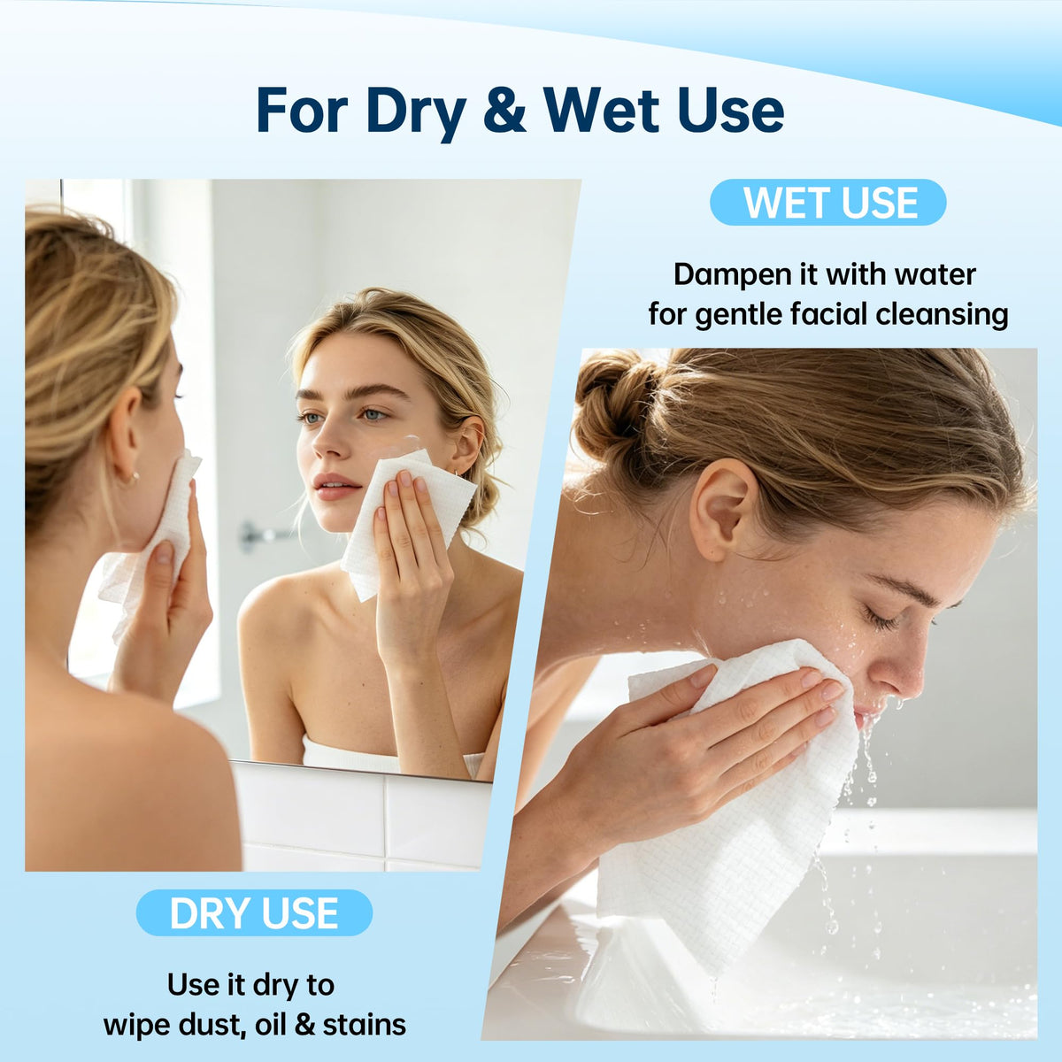 HOMERHYME towel in use wet with cleanser demonstrating durability