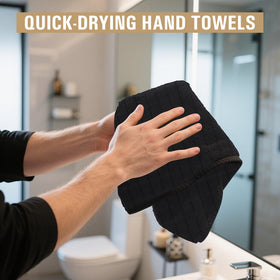 HOMERHYME wet towel next to dry towel illustrating superior absorbency benefit