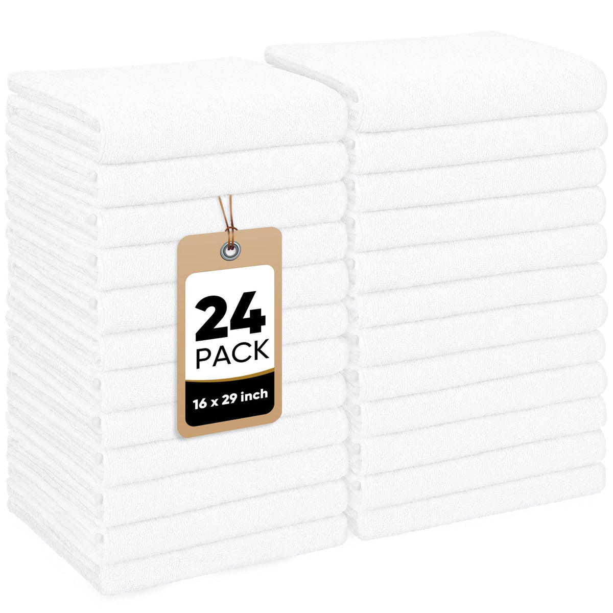 HOMEXCEL front view of 24-pack packaging showing value and clean white towels