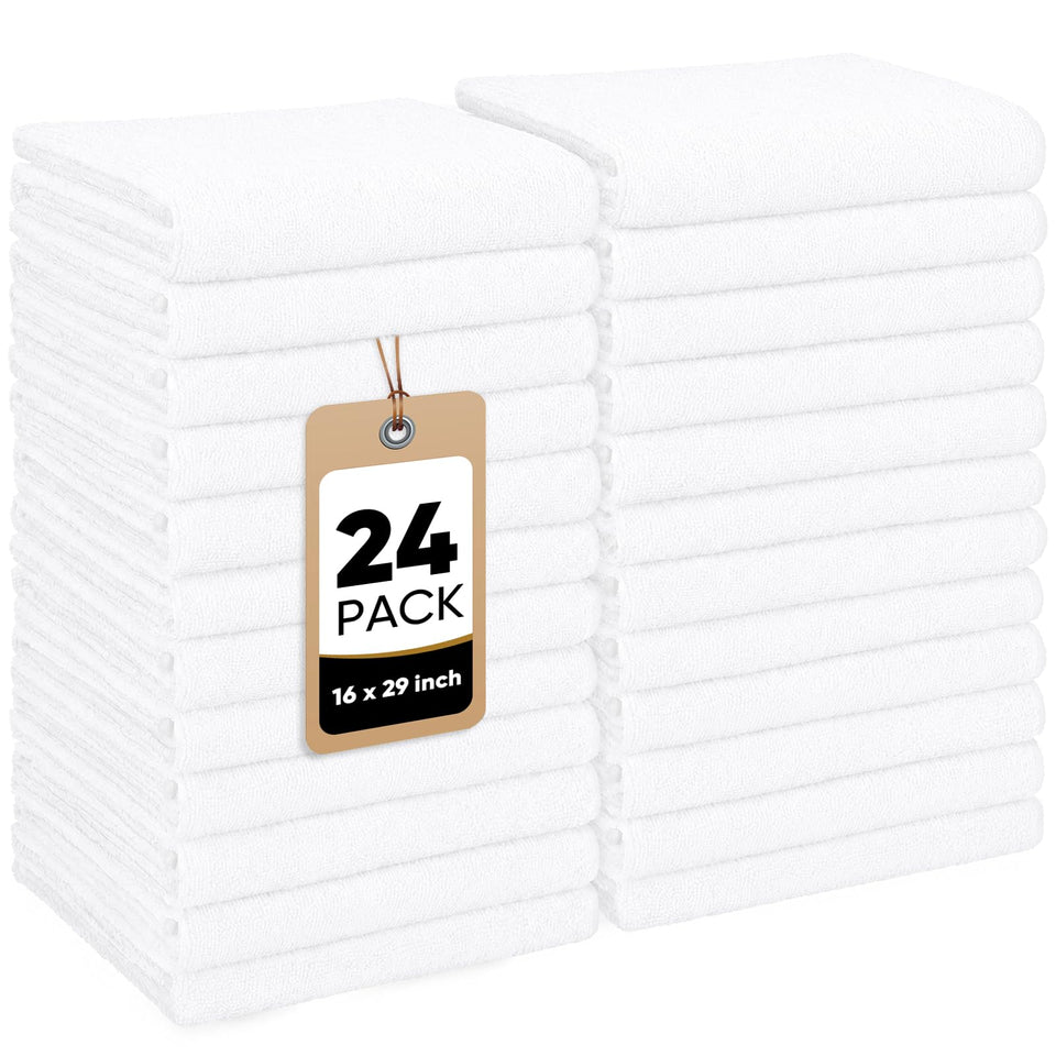 HOMEXCEL front view of 24-pack packaging showing value and clean white towels