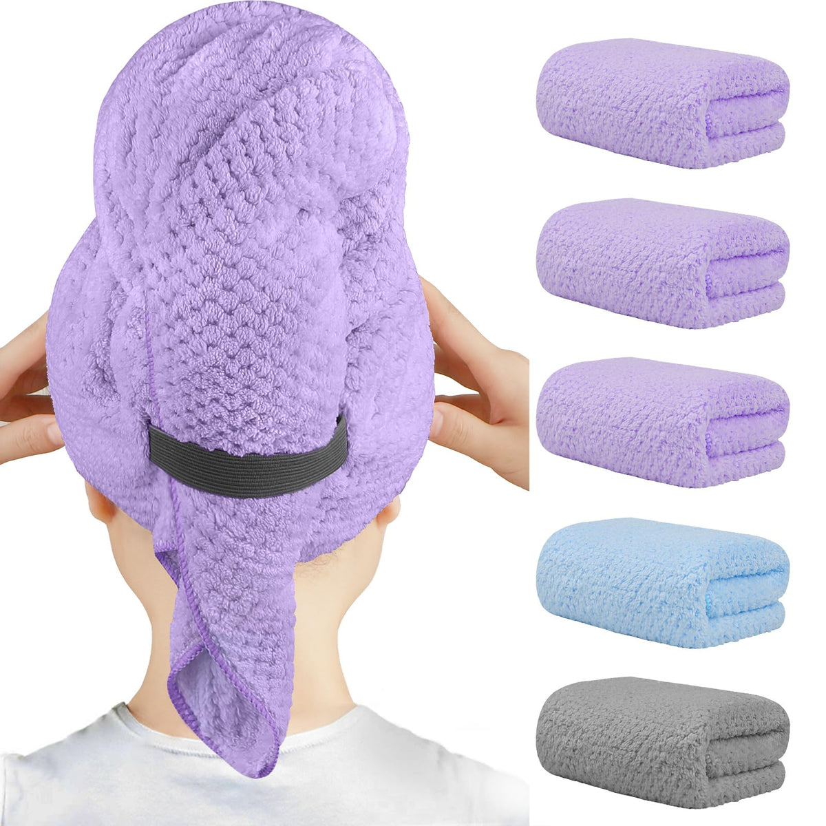 HOMEXCEL front view of five-pack towels showing colors and value