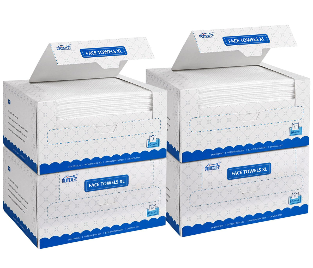 HOMEXCEL front packaging showing four boxes and 200 count convenience
