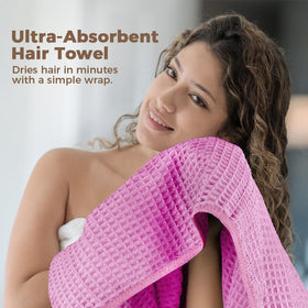 HOMEXCEL wrapped on long curly hair demonstrating secure hold and reduced frizz