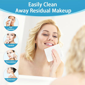 HOMEXCEL wipe in use removing makeup demonstrating effective, gentle cleansing
