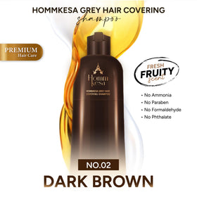 Hommkesa being applied in the shower demonstrating easy one-step dye and care