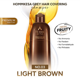 Hommkesa being applied to wet hair in shower delivering fast gray coverage