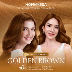 Hommkesa shampoo being applied in shower showing easy one-step use