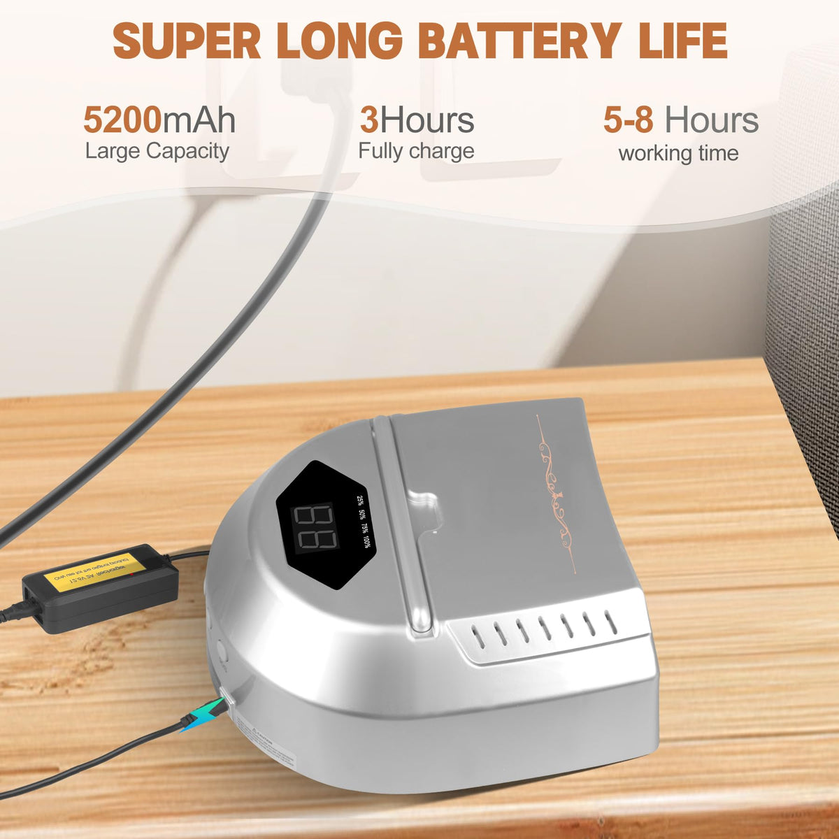 HoMove in-use during a manicure illustrating cordless convenience and efficient curing