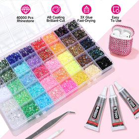 Homsoil close-up of 4mm resin rhinestones texture and bright iridescence