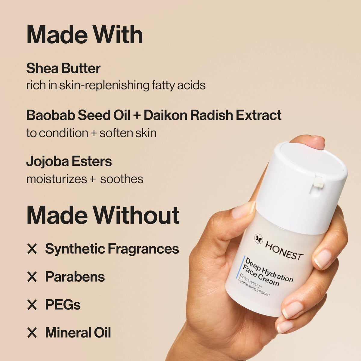 Honest Beauty baobab seed oil ingredient visual highlighting conditioning benefit