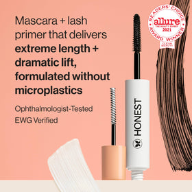 Honest Beauty dual-ended tube highlighting primer and mascara