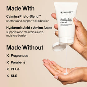 Honest Beauty foam texture on hand demonstrating gentle cleansing benefit