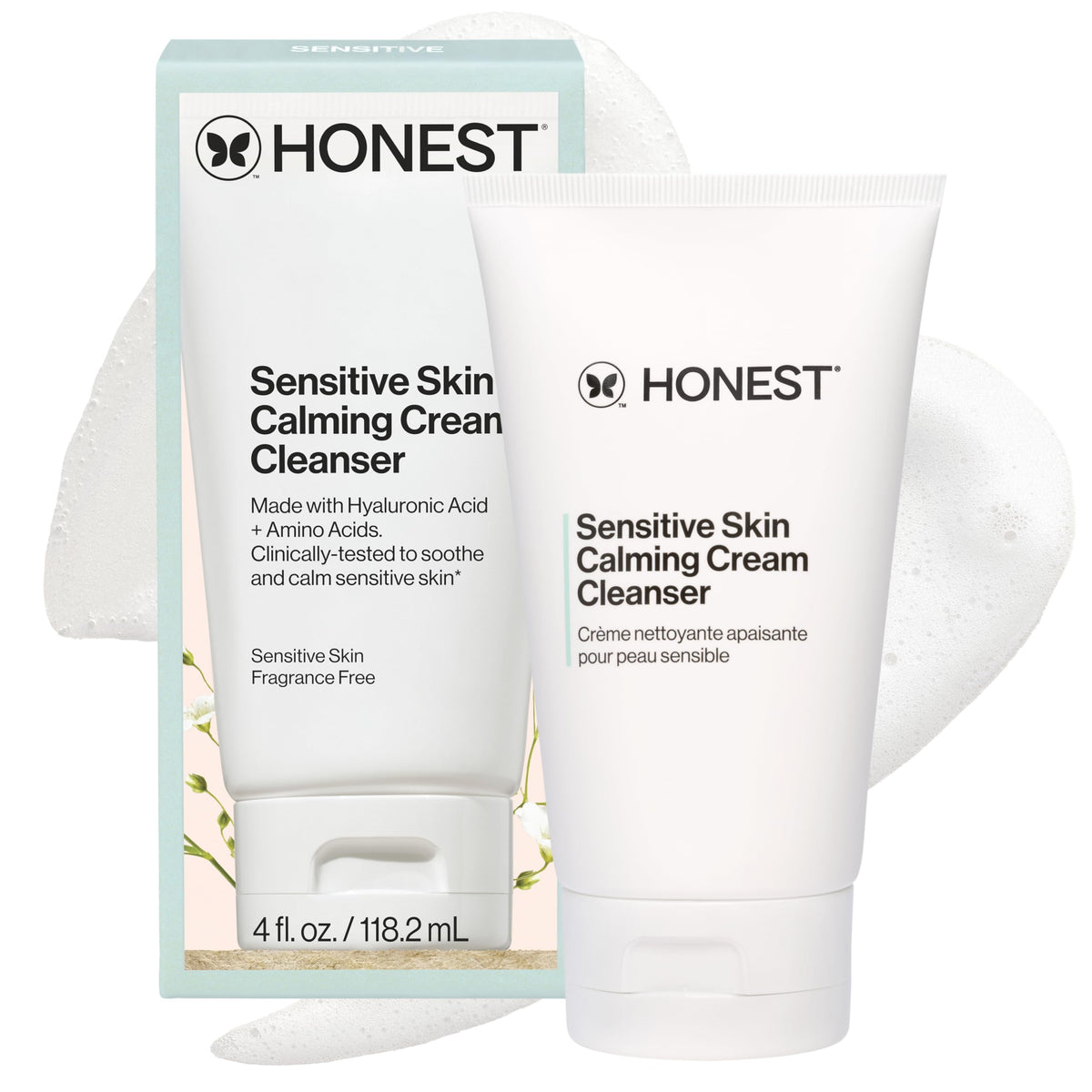 Honest Beauty front packaging showing cleanser and gentle benefit