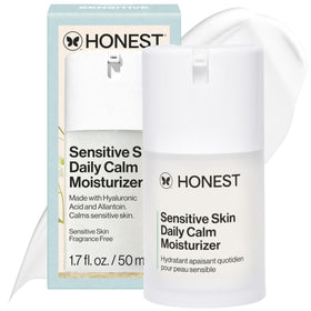 Honest Beauty front packaging showing calming moisturizer and benefits