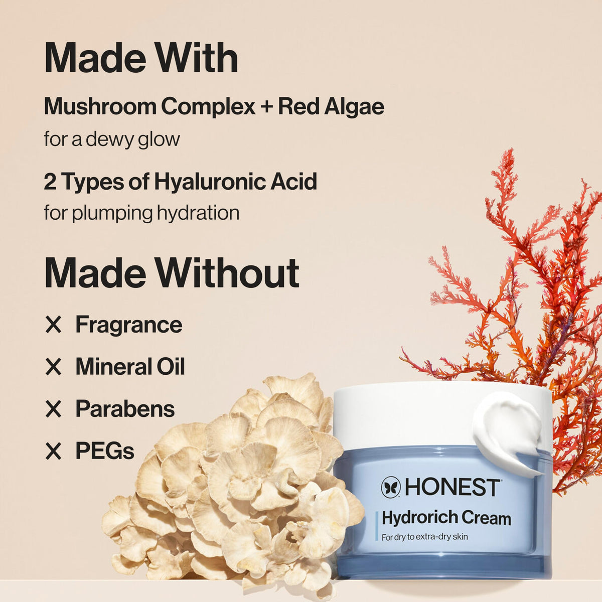 Honest Beauty red algae ingredient close-up highlighting moisture benefits