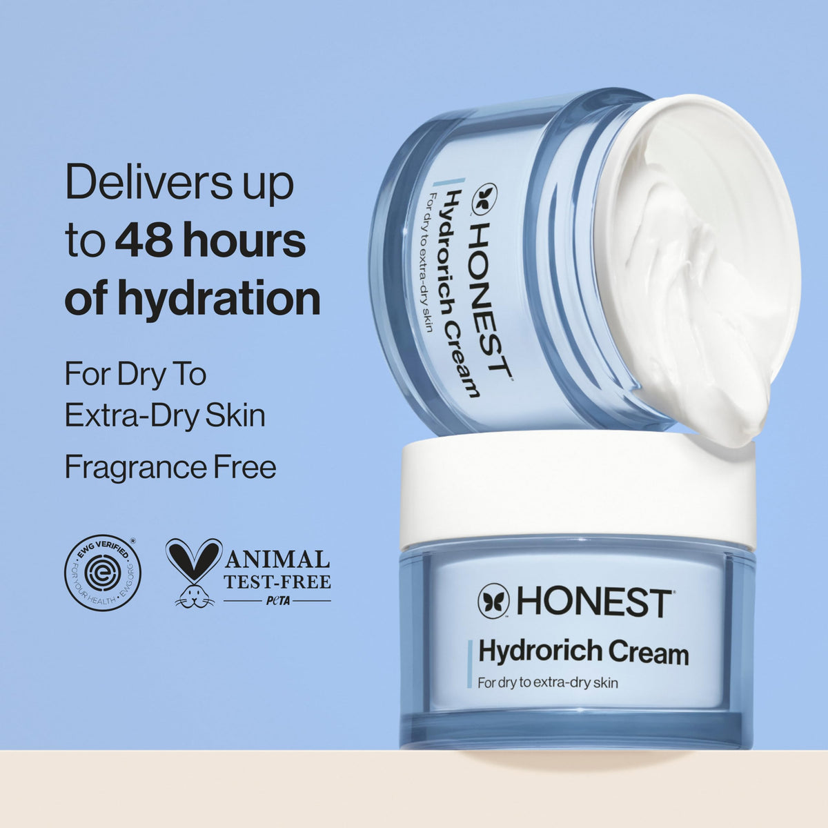 Honest Beauty cream open jar texture close-up for hydrating smoothness
