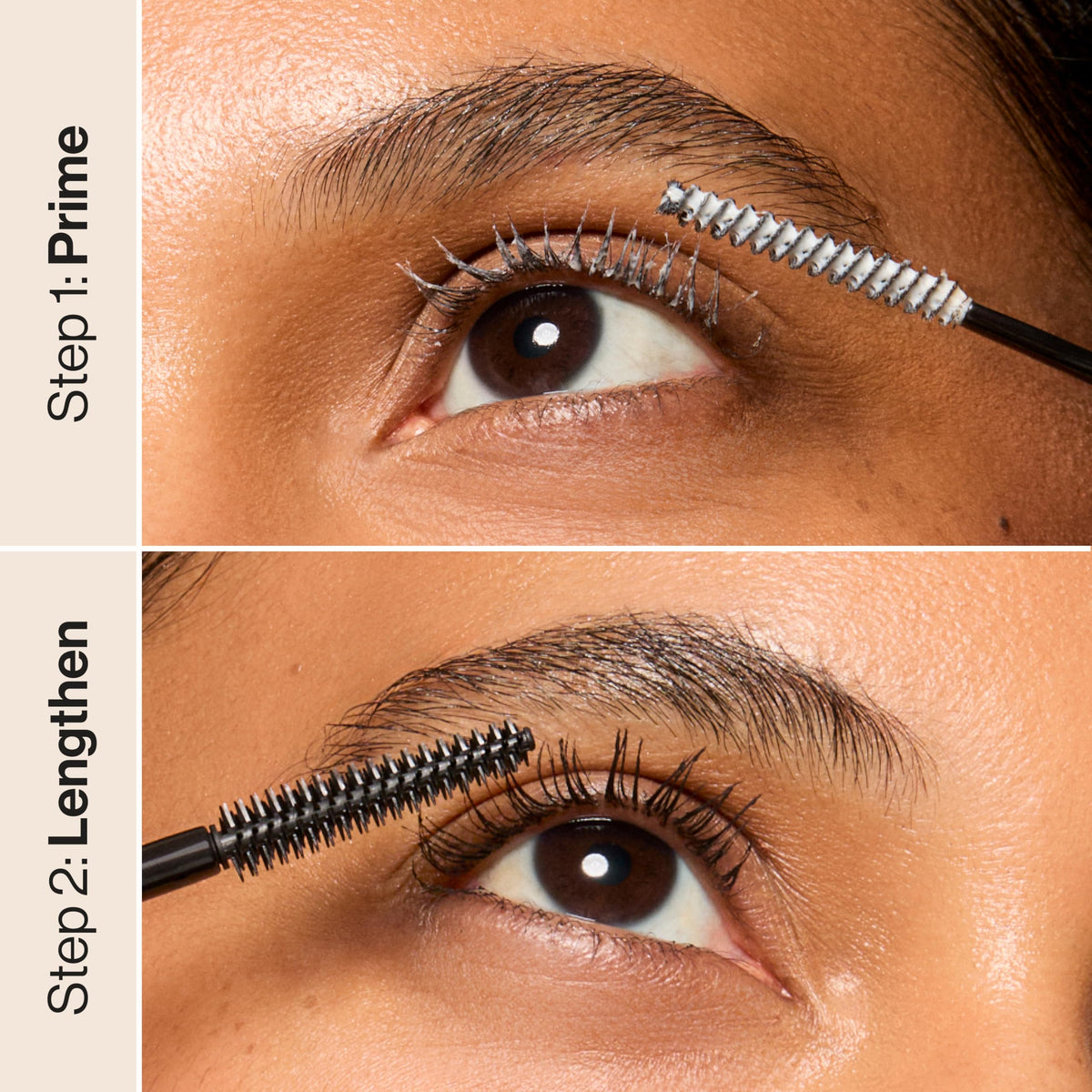 Honest Beauty lashes before and after for visible length benefit