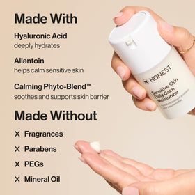 Honest Beauty pump dispensing moisturizer illustrating easy controlled application