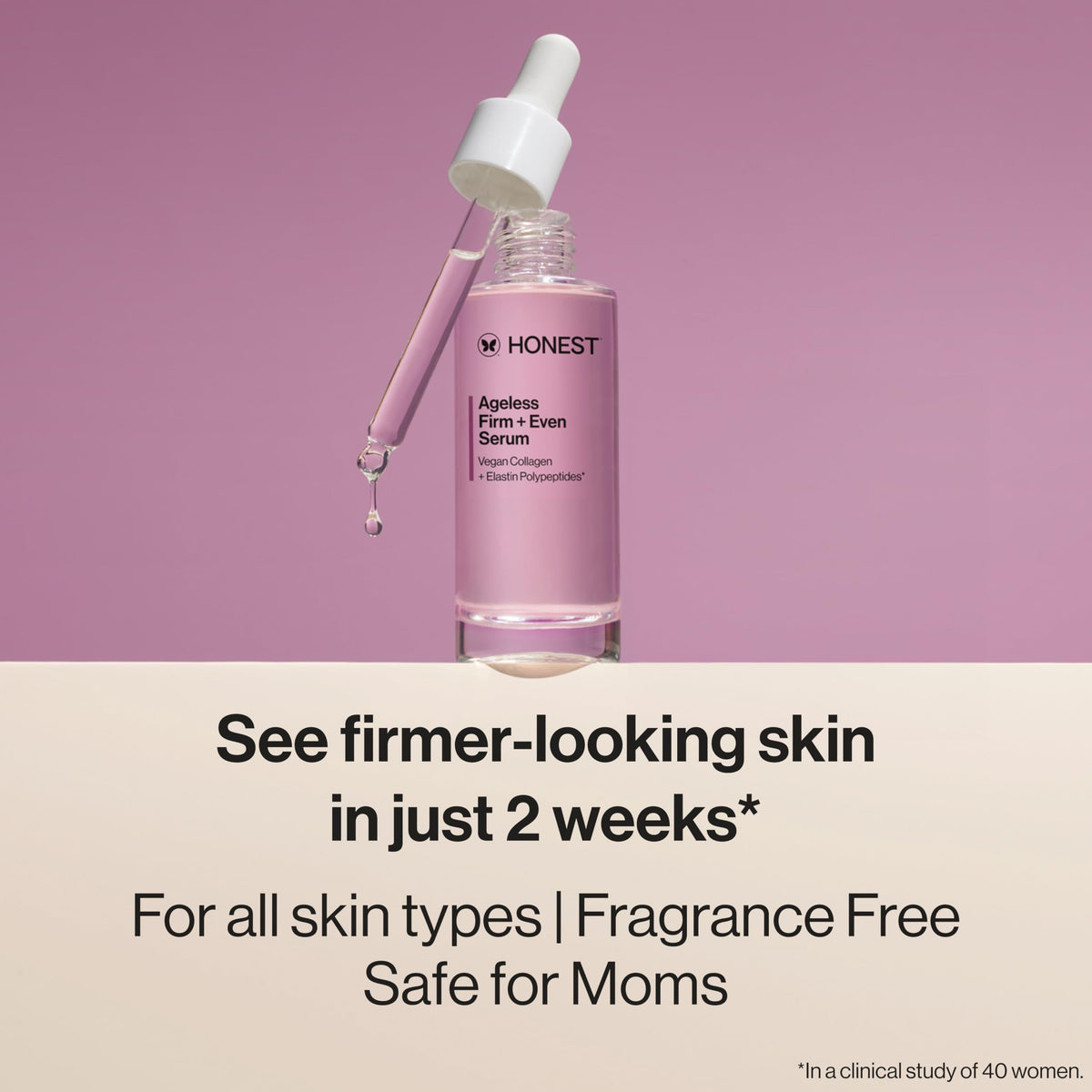 Honest Beauty serum dropper dispensing a precise droplet for targeted use