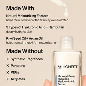 Honest Beauty gel texture close-up demonstrating lightweight, fast absorption