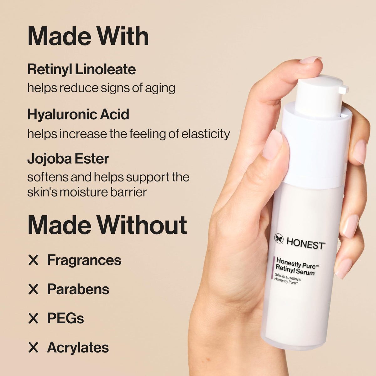 Honest Beauty texture close-up showing smooth gel-serum and quick absorption benefit