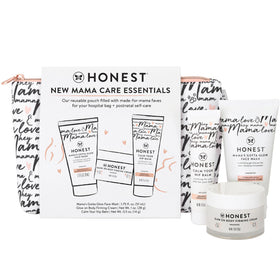 The Honest Company front view of the New Mama Care gift set showing pouch and minis for easy packing