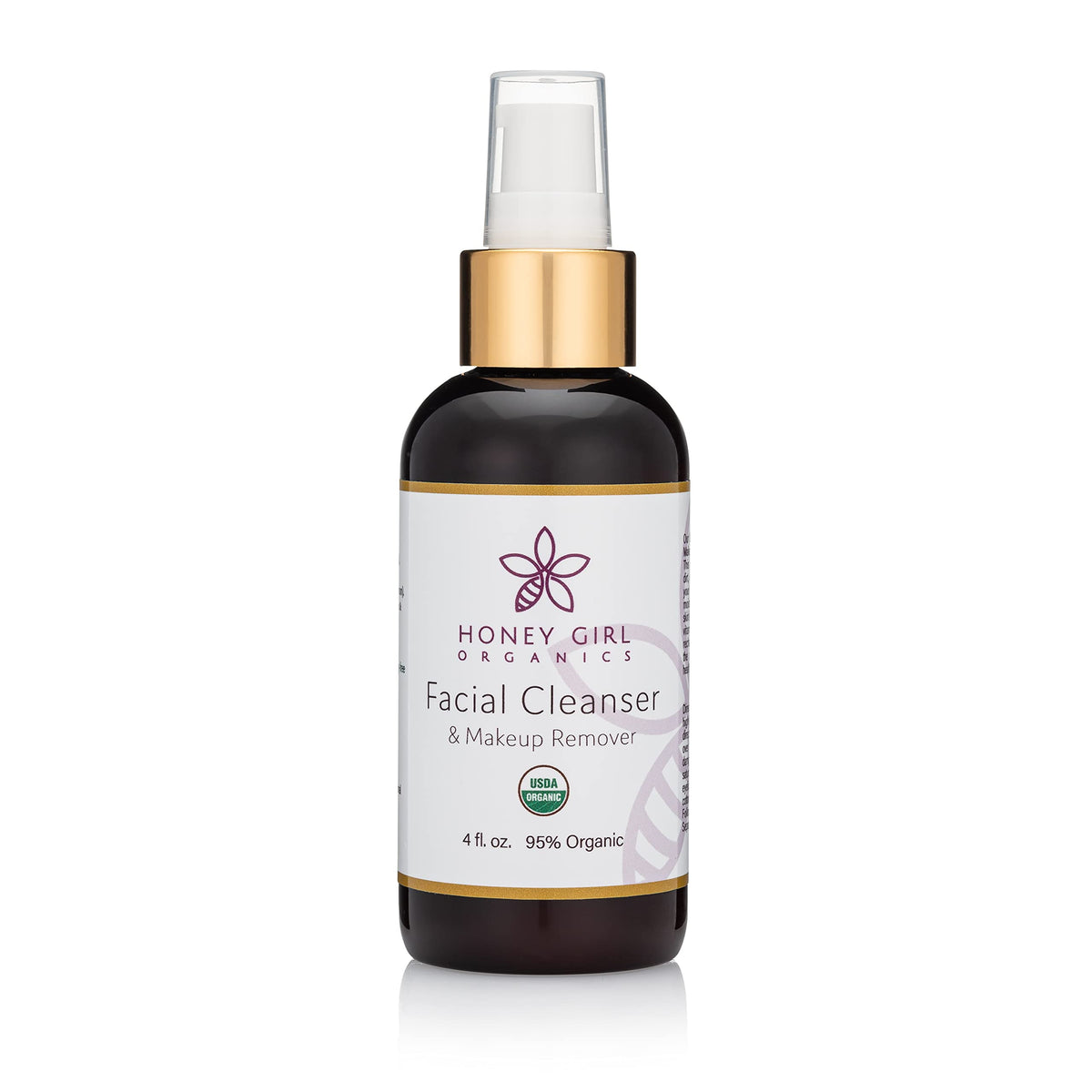 Honey Girl Organics front bottle view showing label and organic cleanser benefits