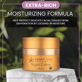 Honey Girl Organics cream texture close-up highlighting rich hydration and absorption