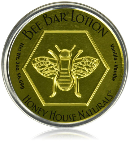 Honey House Naturals Vanilla Bee Bar front packaging showing product size and vanilla scent benefit