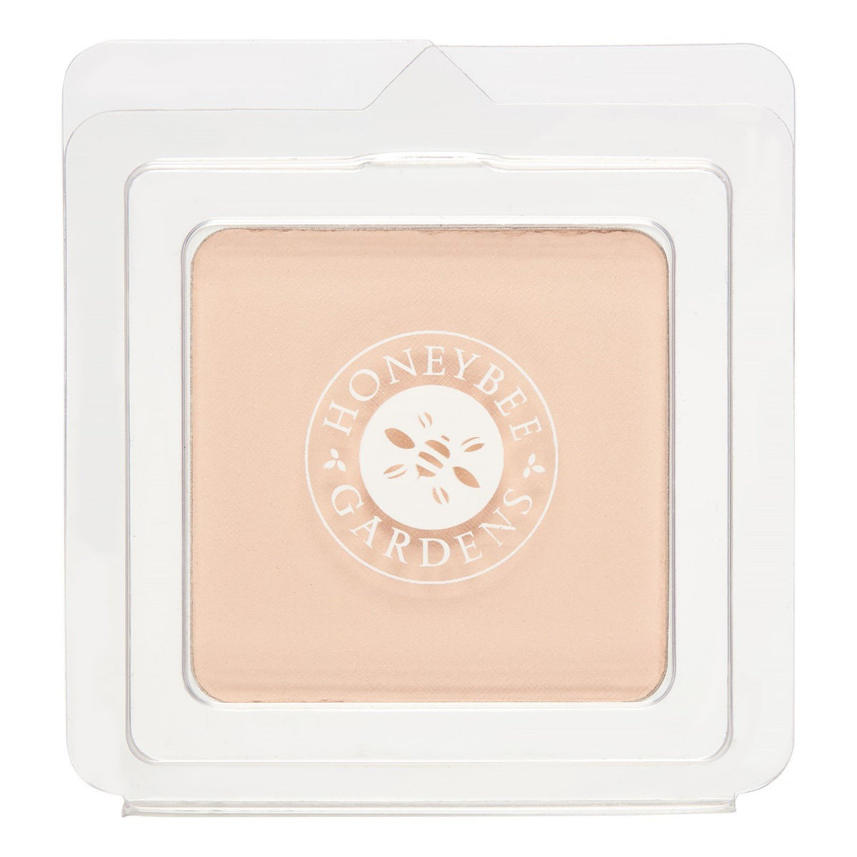 Honeybee Gardens front pan Avignon showing pale light neutral shade and compact-ready refill benefit