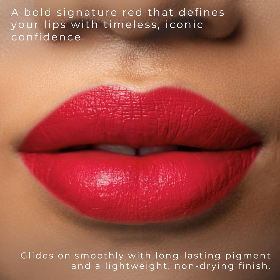 Honeybee Gardens swatch on skin displays true Queen Bee red payoff