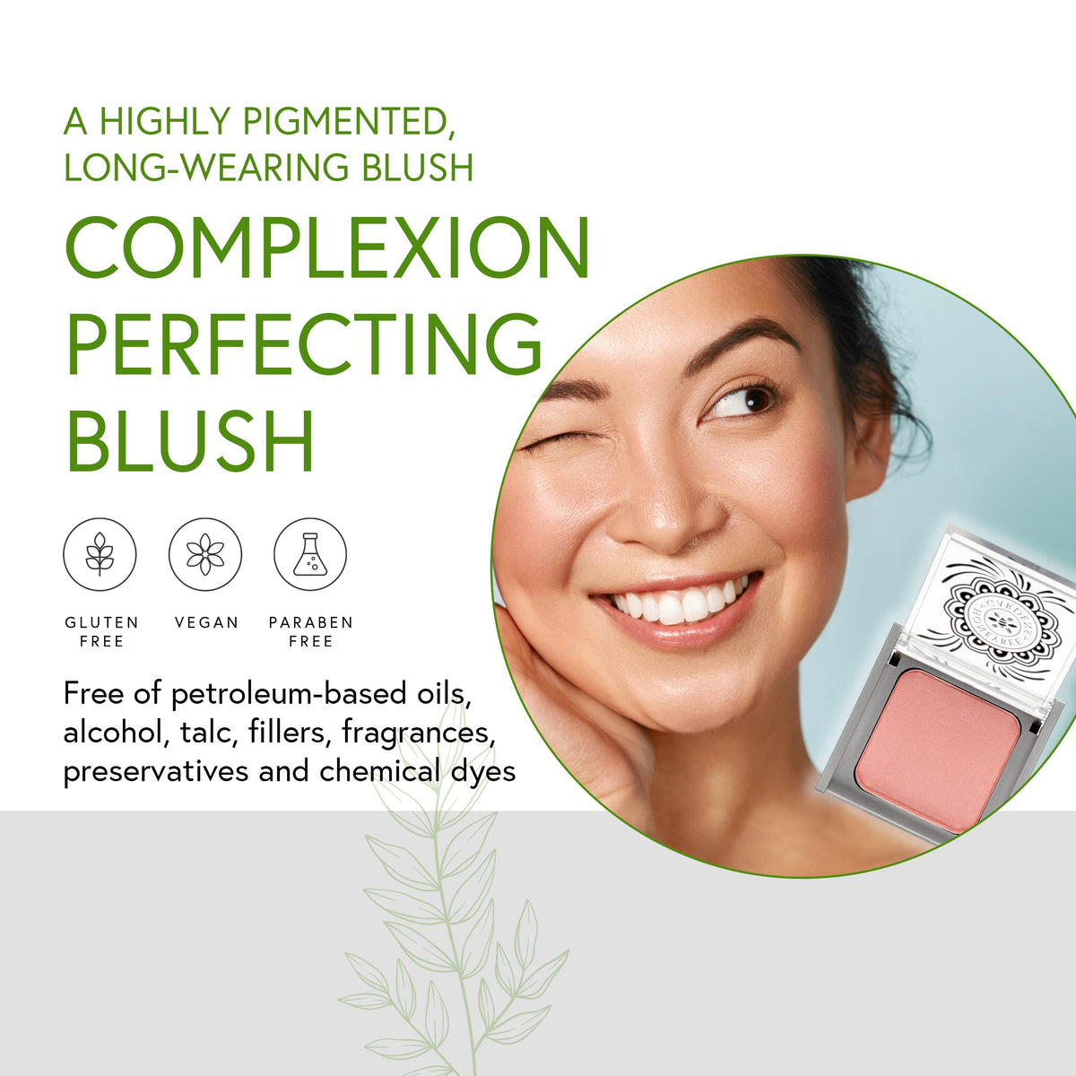 Honeybee Gardens close-up powder texture with maracuja oil sheen benefit: smooth blendability