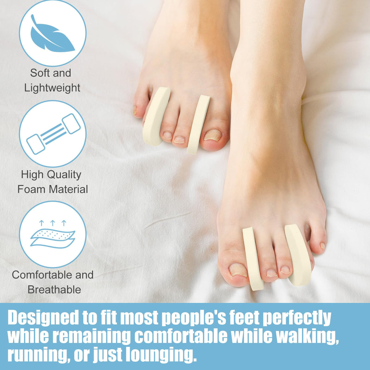 Honeydak spacer placed between toes in sneaker to reduce friction
