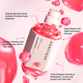 HONEYQUE dense foam lather close-up demonstrating gentle cleansing benefit