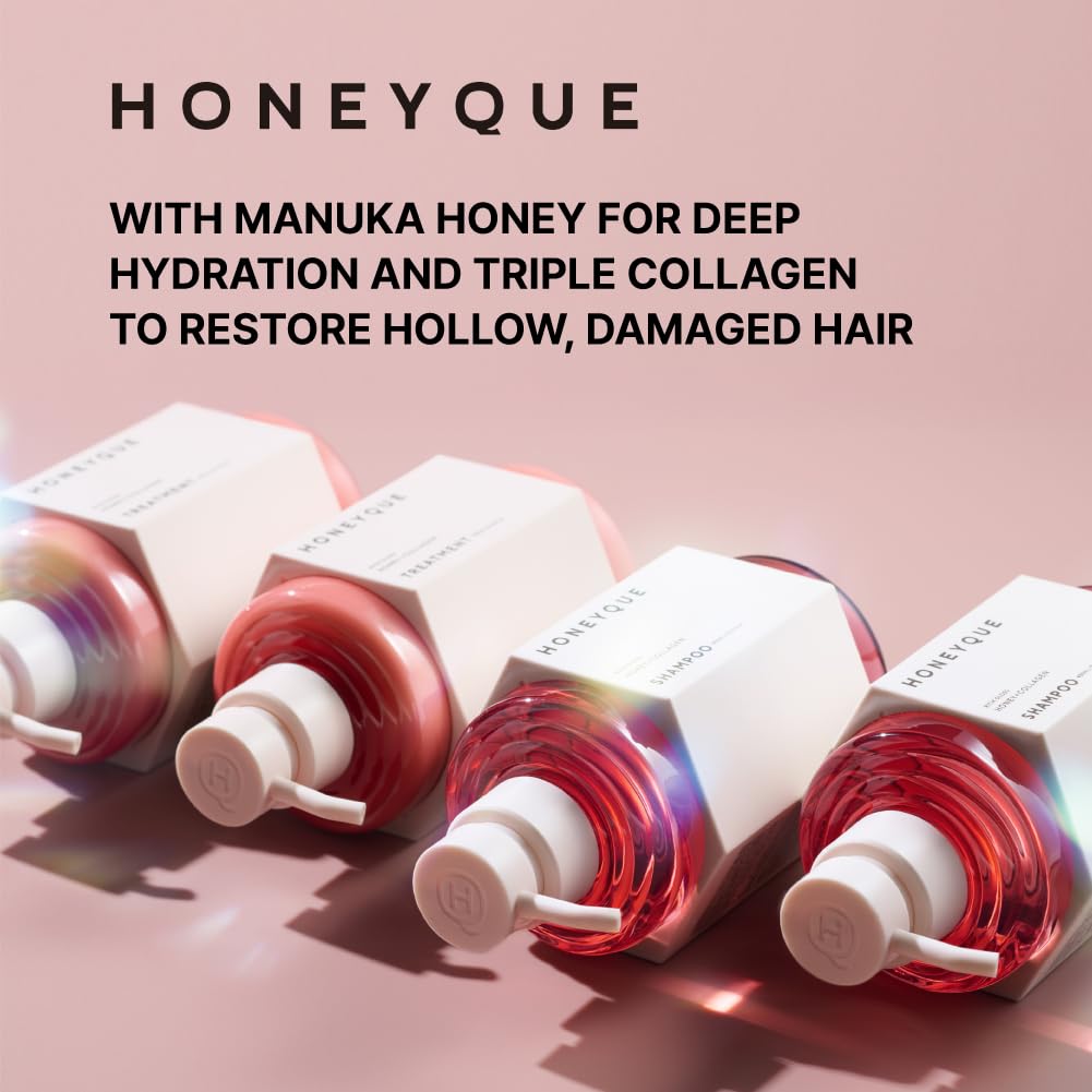 HONEYQUE shampoo applied to wet hair illustrating hydration in action