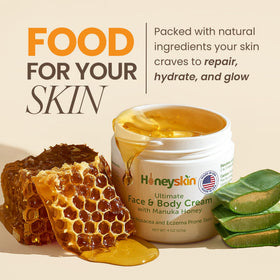 honeyskin close-up cream texture highlighting deep hydration benefit