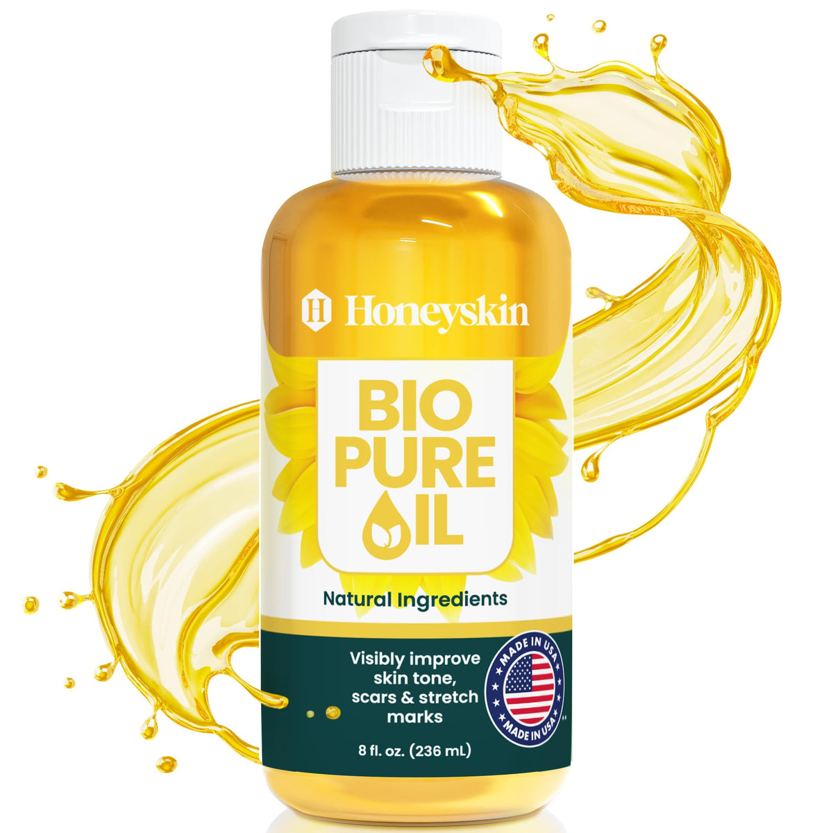Honeyskin front packaging bottle showing full product and branding benefits