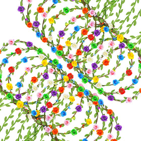 HONLYNE front view of 24-pack flower crowns showing vibrant group-ready colors