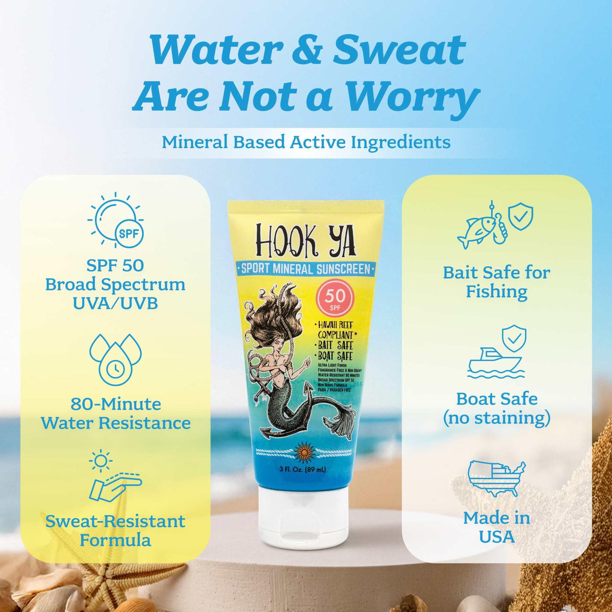 Hook'Ya sunscreen application on forearm illustrating smooth coverage