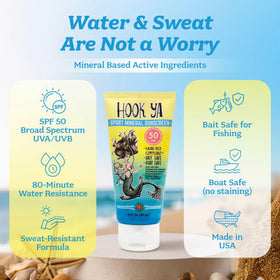 Hook'Ya sunscreen application on forearm illustrating smooth coverage