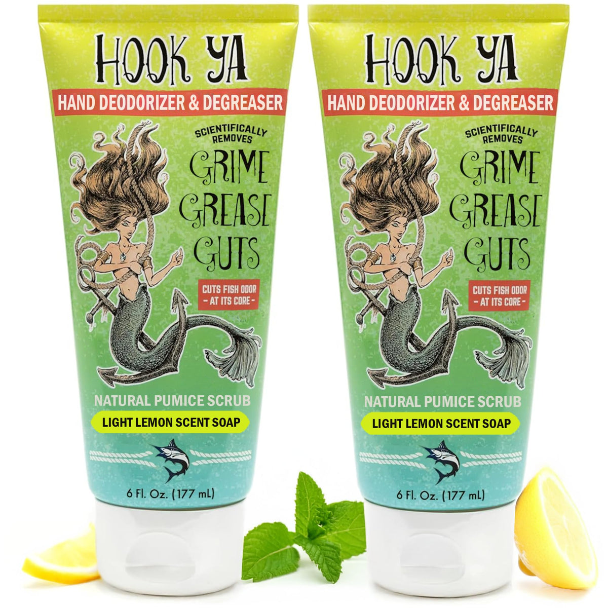 Hook'Ya front packaging showing two 12oz pumps and purpose