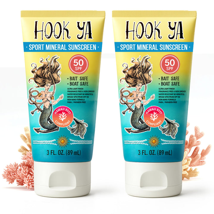 Hook'Ya front packaging 3oz tube showing SPF 50 protection benefit